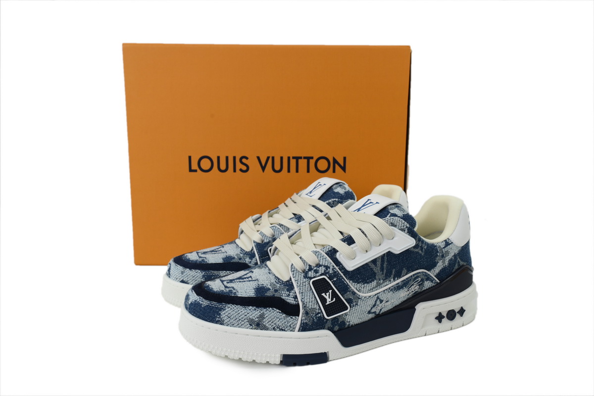 Replica Louis Vuitton Sneakers Blue Denim Fabric