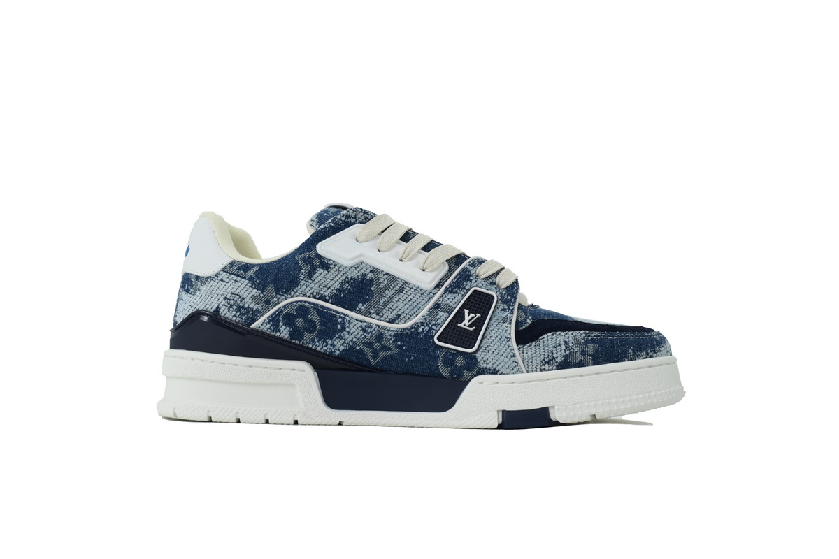 Replica Louis Vuitton Sneakers Blue Denim Fabric