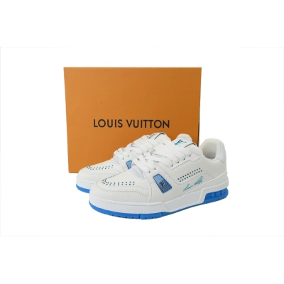 Replica Louis Vuitton Sneakers White Blue With Rivets 02