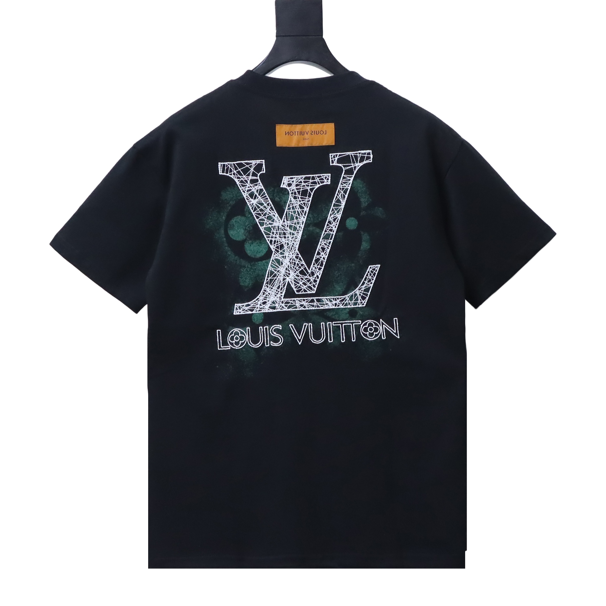 Louis Vuitton Inkjet monogram logo embroidered short-sleeved T-shirt Black