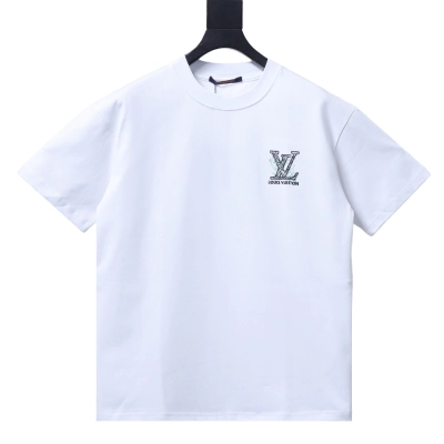 Louis Vuitton Inkjet monogram logo embroidered short-sleeved T-shirt White 01