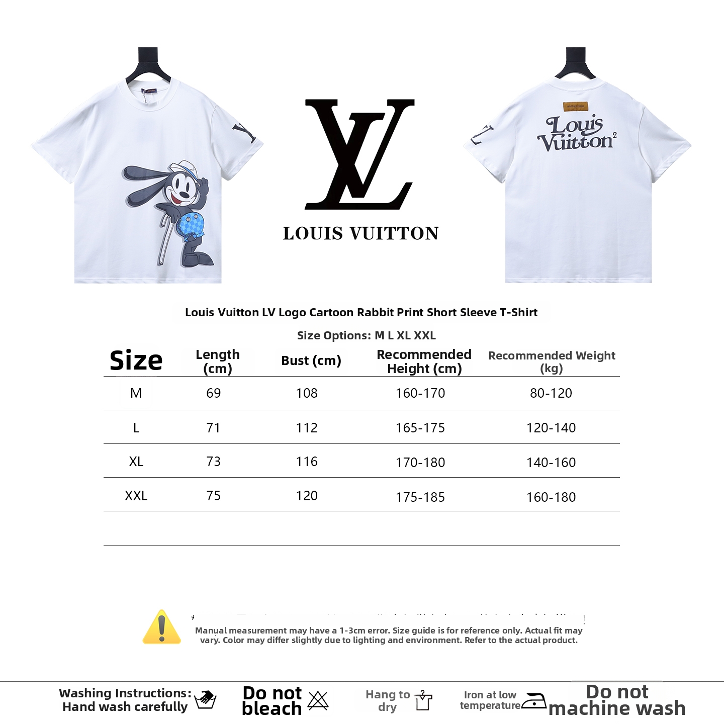 Louis Vuitton (LV) Short-Sleeve T-Shirt with Sleeve Logo and Cartoon Rabbit Print Black