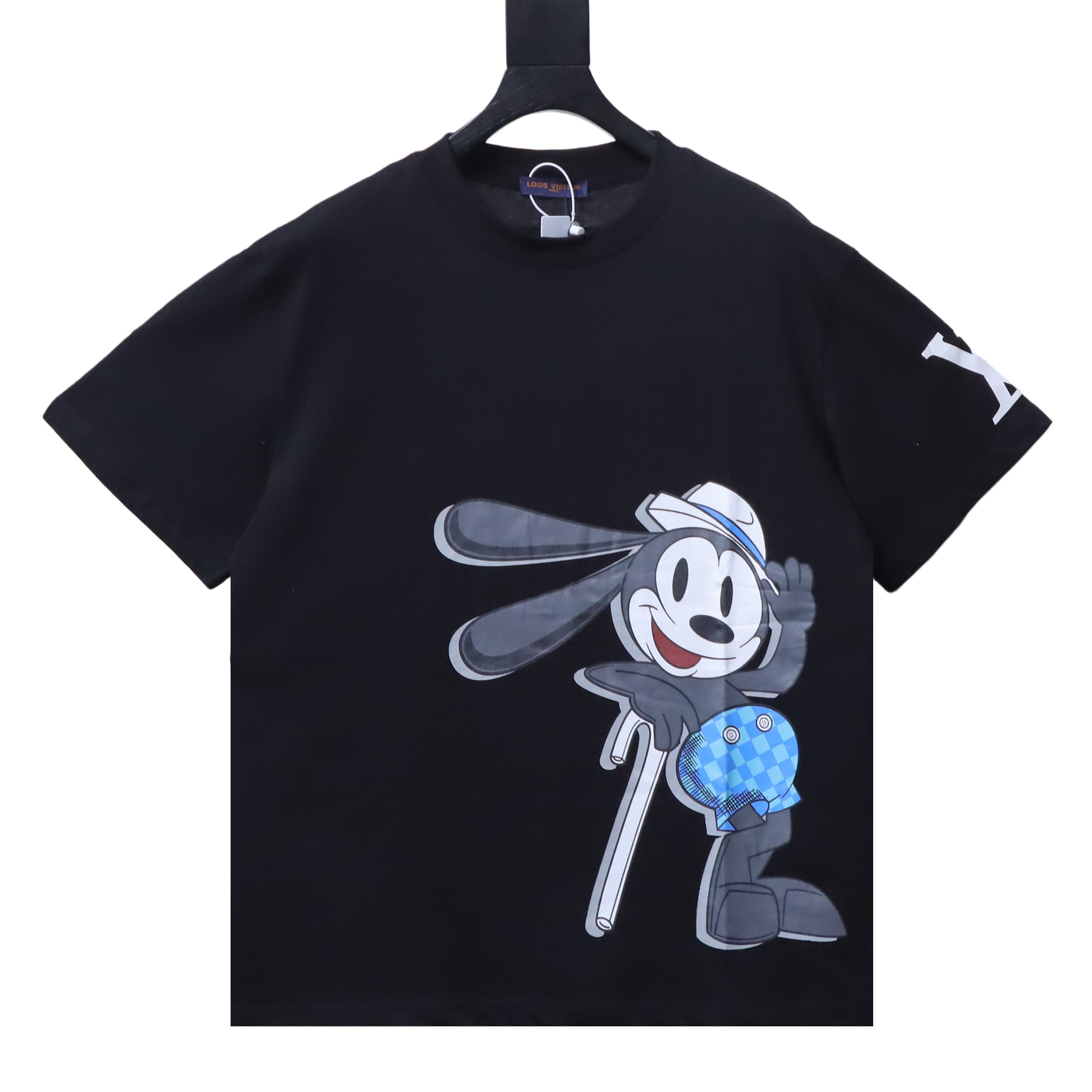 Louis Vuitton (LV) Short-Sleeve T-Shirt with Sleeve Logo and Cartoon Rabbit Print Black