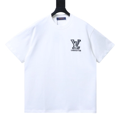 Louis Vuitton LV deconstructed logo embroidered letter short-sleeved T-shirt White 01