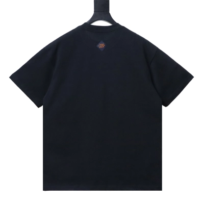 Louis Vuitton LV deconstructed logo embroidered letter short-sleeved T-shirt Black 02