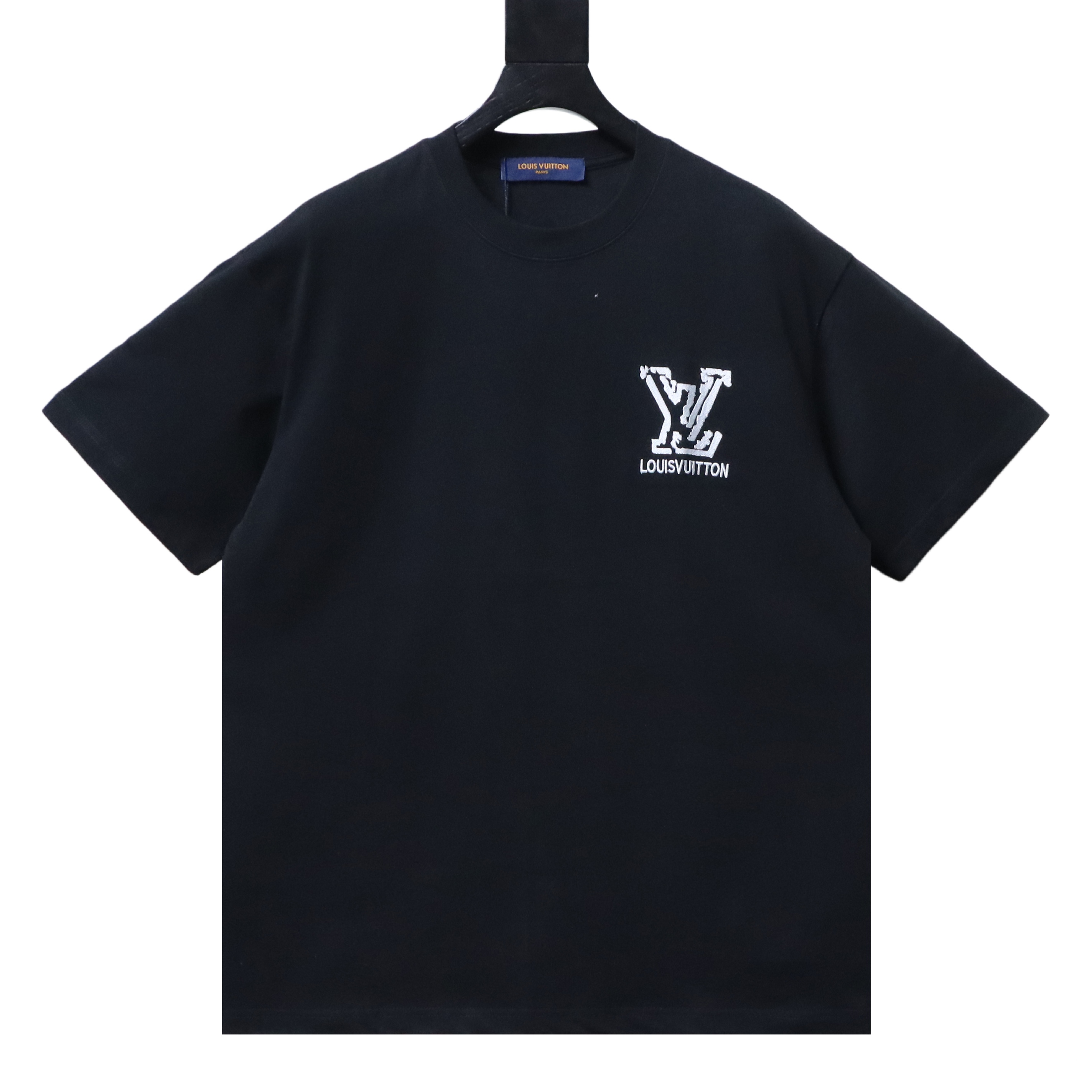 Louis Vuitton LV deconstructed logo embroidered letter short-sleeved T-shirt Black