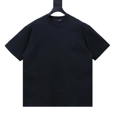 LOUIS VUITTON/LV 26SS Crew-Neck Short-Sleeve T-Shirt with Back Sunflower Embroidery Black 01