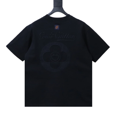 LOUIS VUITTON/LV 26SS Crew-Neck Short-Sleeve T-Shirt with Back Sunflower Embroidery Black 02