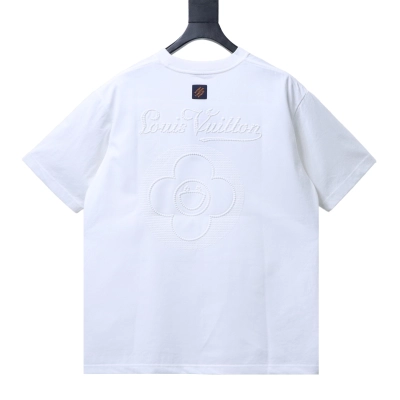 LOUIS VUITTON/LV 26SS Crew-Neck Short-Sleeve T-Shirt with Back Sunflower Embroidery White 02