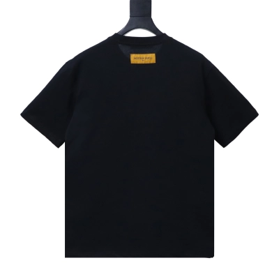 LOUIS VUITTON/LV 26SS Crew-Neck Short-Sleeve T-Shirt with Linear Bead and Embroidery Detail Black 02