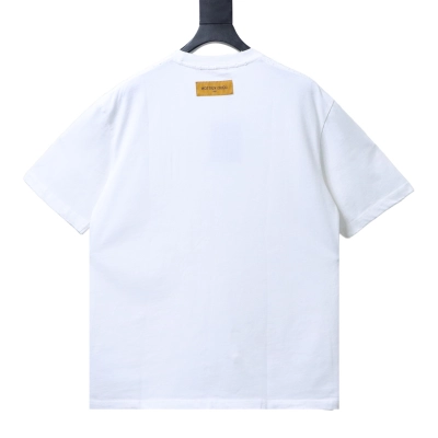 LOUIS VUITTON/LV 26SS Crew-Neck Short-Sleeve T-Shirt with Three-Flower Embroidery at the Hem White 02