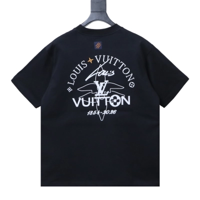 LOUIS VUITTON/LV 26SS Graffiti Signature Embroidery Crew-Neck Short-Sleeve T-Shirt Black 02