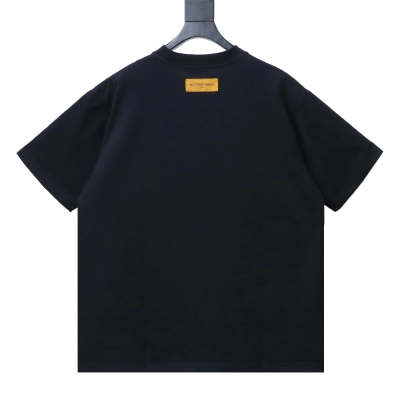 LOUIS VUITTON/LV 26SS Iridescent Logo-Embroidered Crew-Neck Short-Sleeve T-Shirt Black 02