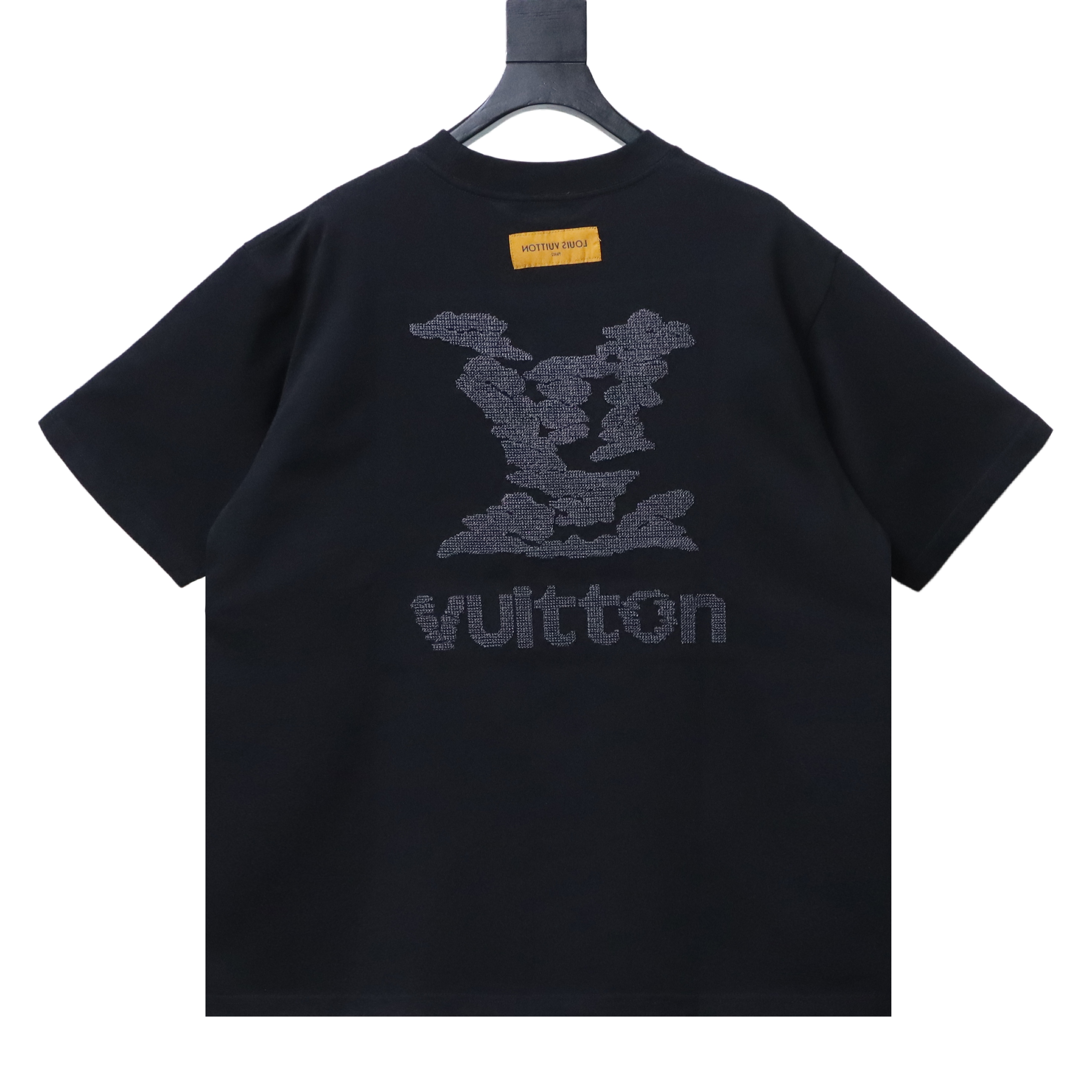 LOUIS VUITTON/LV 26SS Short-Sleeve T-Shirt with Large Tatami Logo Embroidery on the Back Black