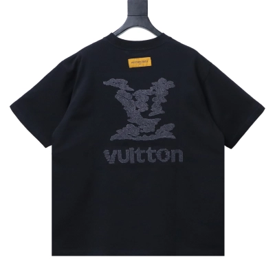 LOUIS VUITTON/LV 26SS Short-Sleeve T-Shirt with Large Tatami Logo Embroidery on the Back Black 02