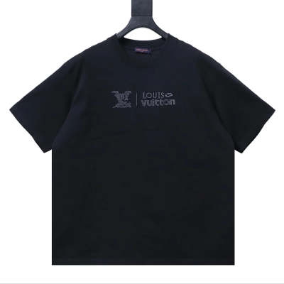 LOUIS VUITTON/LV 26SS Short-Sleeve T-Shirt with Large Tatami Logo Embroidery on the Back Black 01