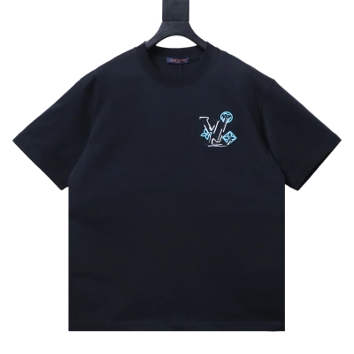 LOUIS VUITTON/LV SS26 Short-Sleeved T-Shirt with Back Monogram Flower Print Black 01