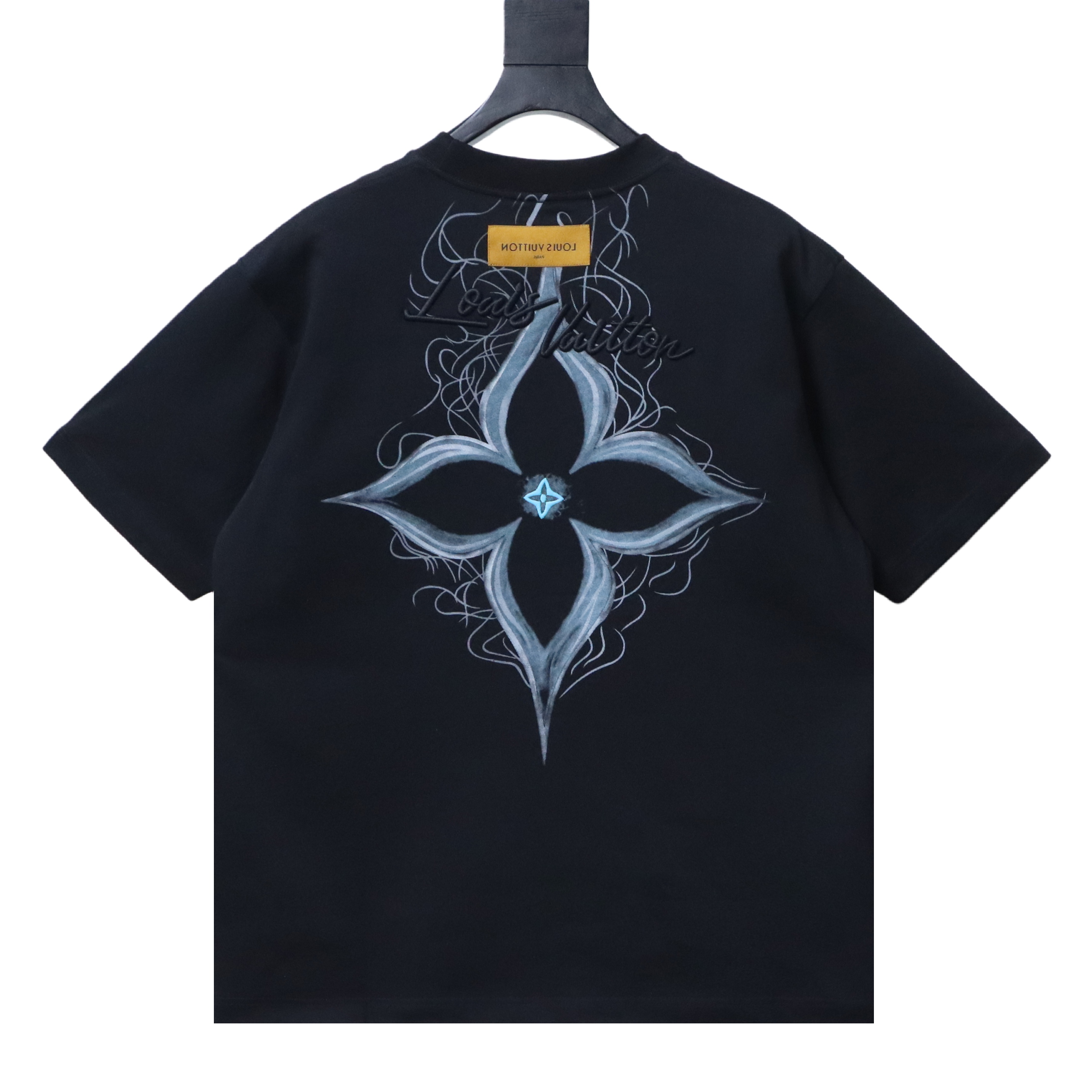 LOUIS VUITTON/LV SS26 Short-Sleeved T-Shirt with Back Monogram Flower Print Black