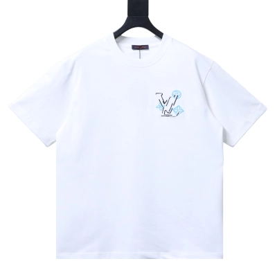 LOUIS VUITTON/LV SS26 Short-Sleeved T-Shirt with Back Monogram Flower Print White 01