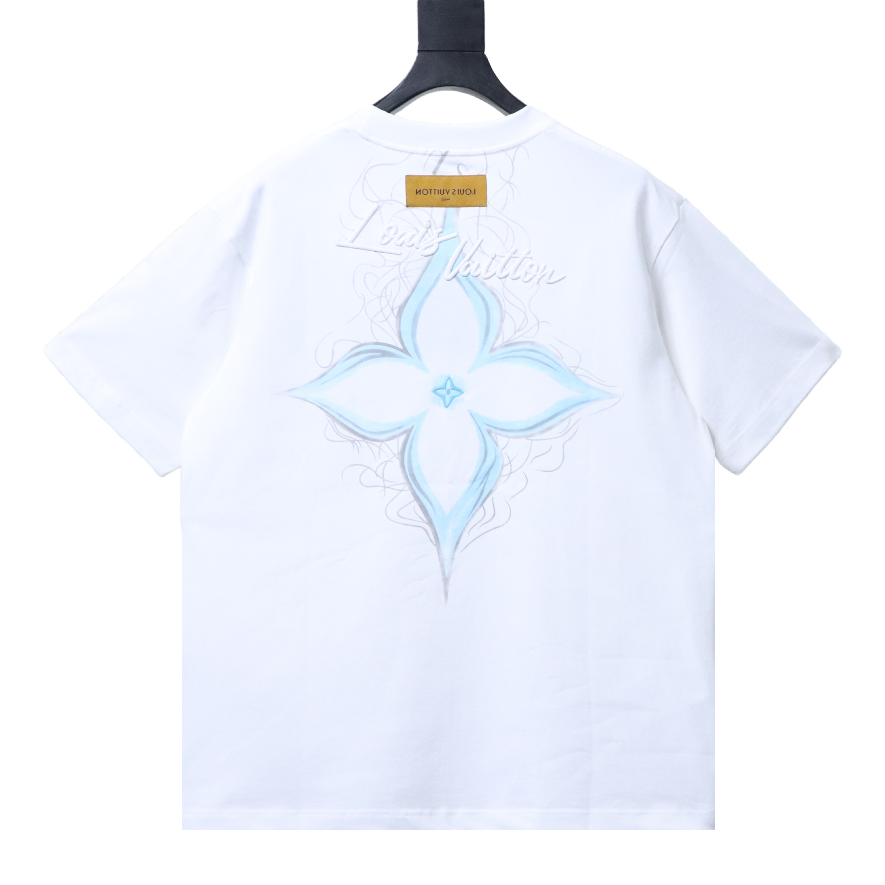 LOUIS VUITTON/LV SS26 Short-Sleeved T-Shirt with Back Monogram Flower Print White