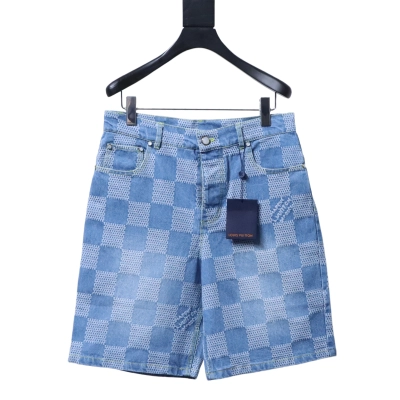 Louis Vuitton (LV) SS25 Checkerboard Denim Shorts Blue 01