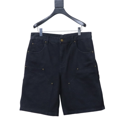 Louis Vuitton/LV Monogram Embossed Denim Shorts Black 01
