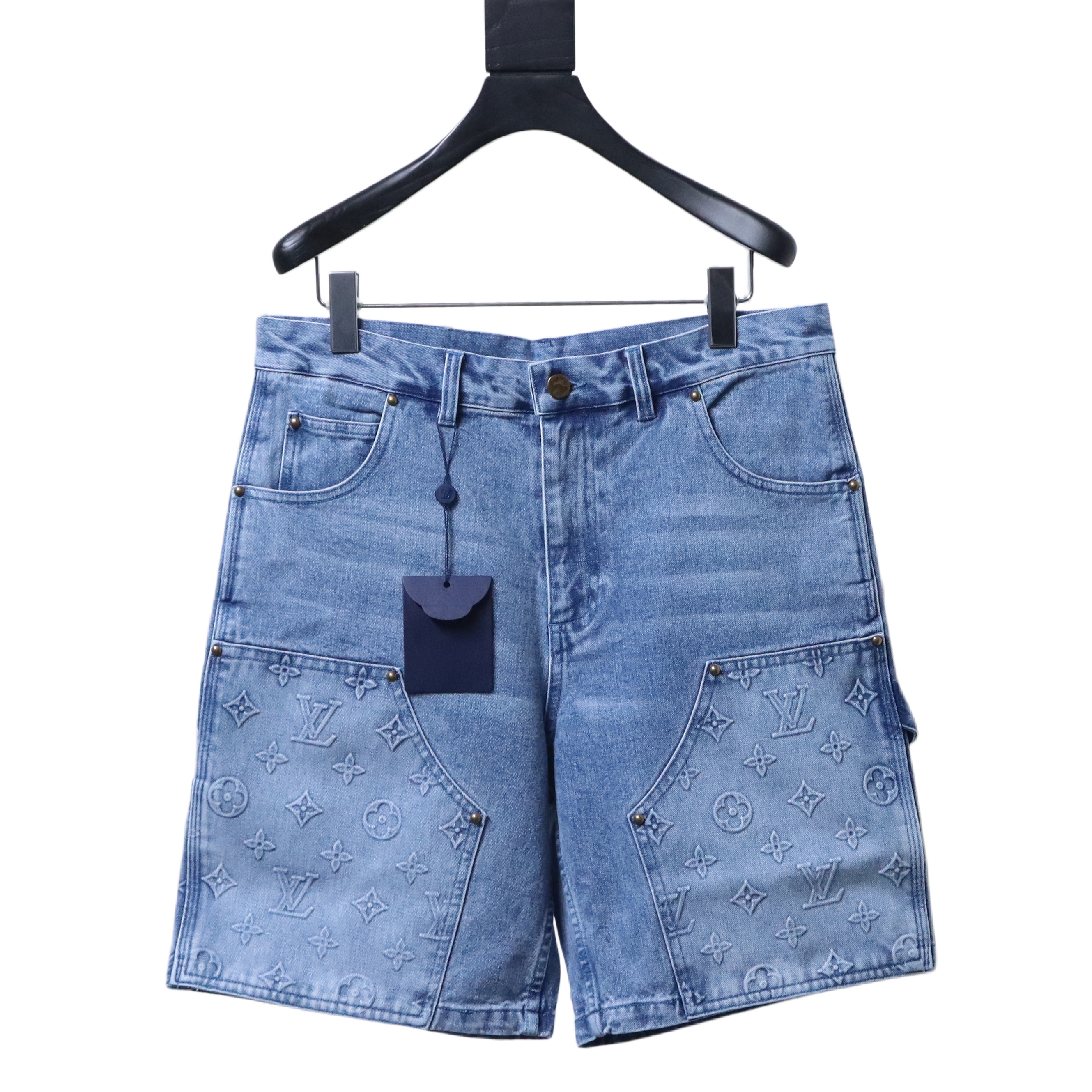 Louis Vuitton/LV Monogram Embossed Denim Shorts Blue