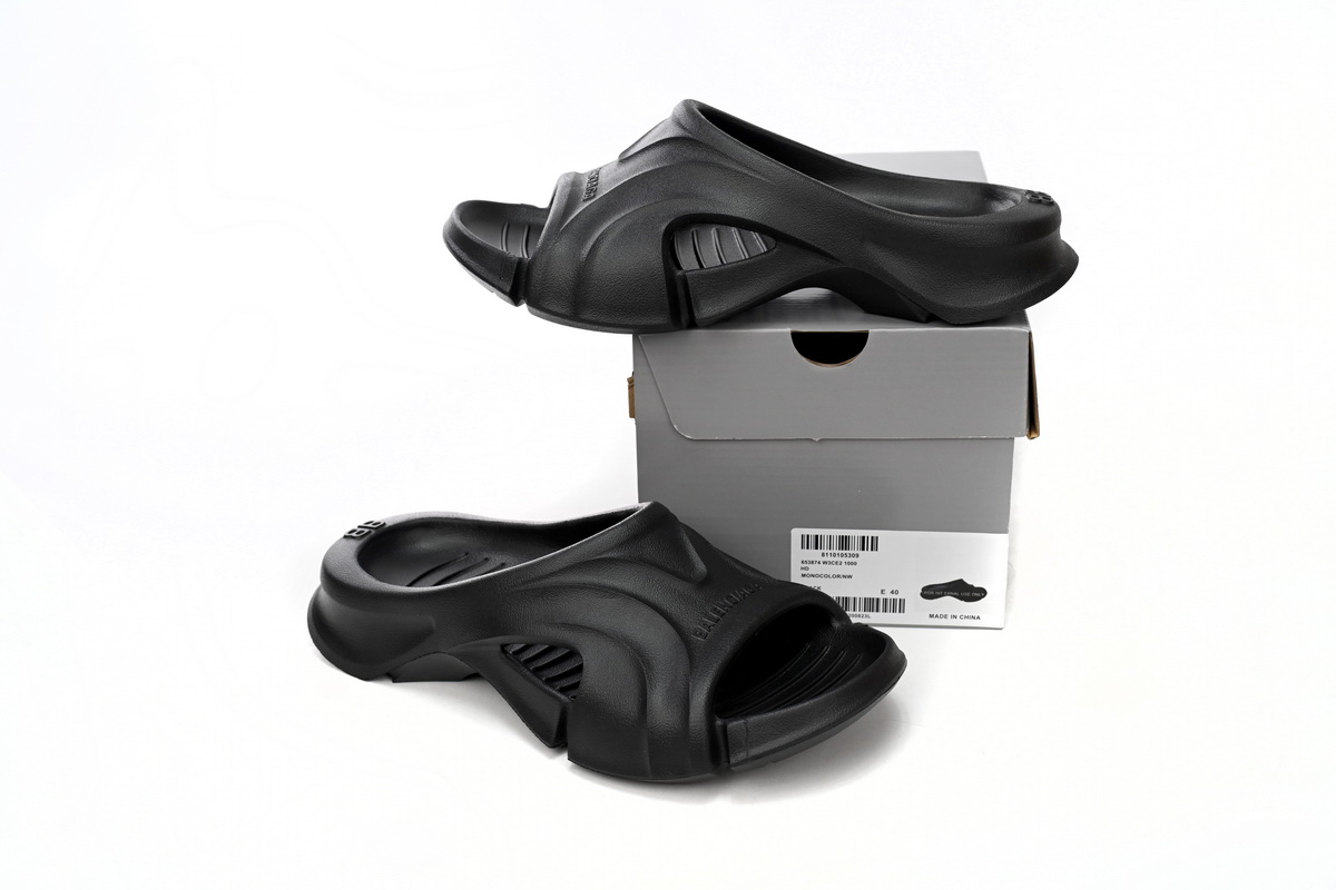 LJR Balenciaga Mold Slide Sandal Black,653873W3CE21000