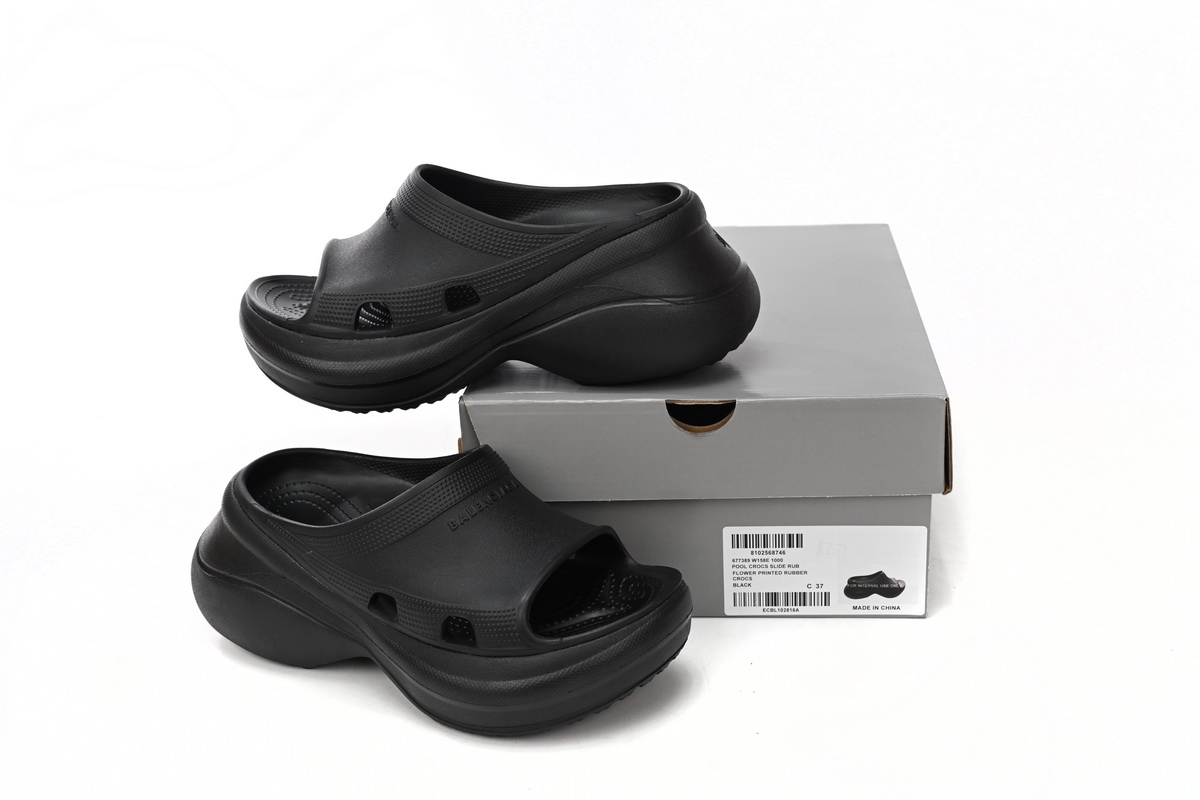 LJR Balenciaga x Crocs Pool Slide Sandals Black,677389W1S8E1000
