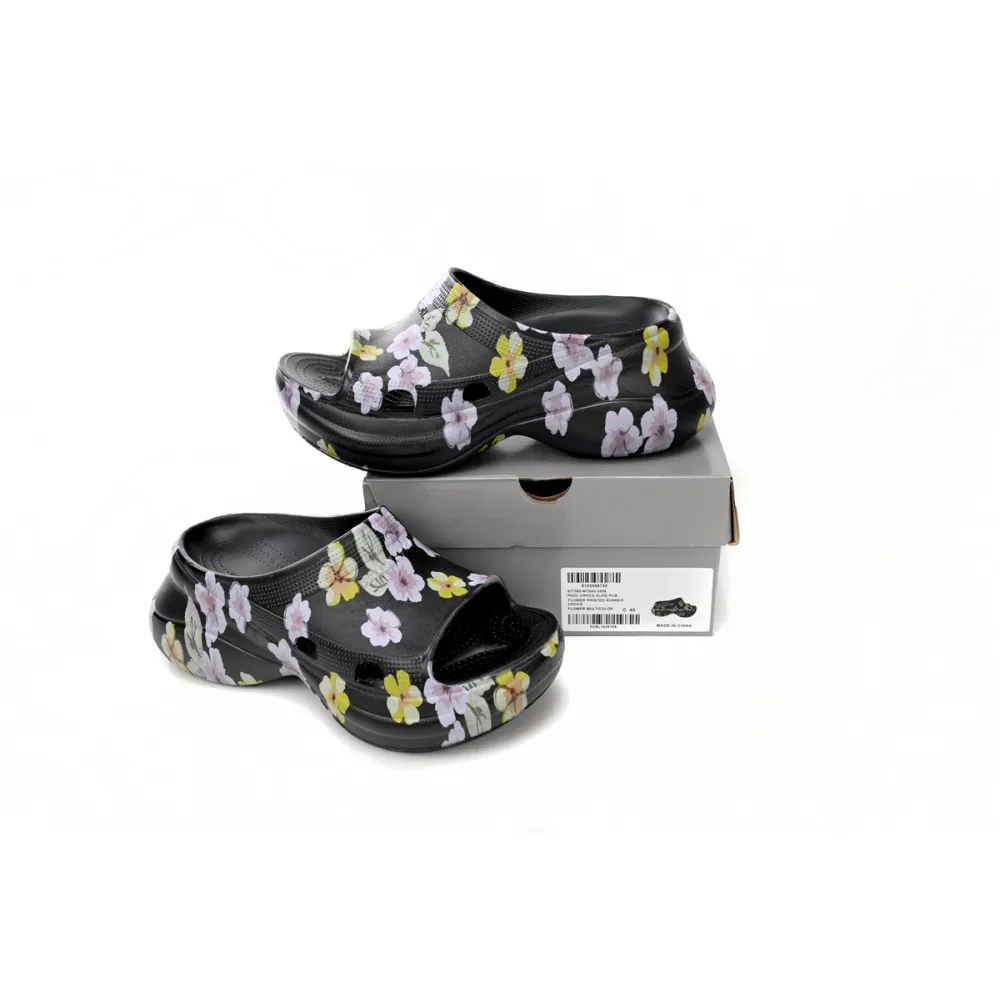 LJR Balenciaga x Crocs Pool Slide Sandals Grey Flower,677389W1S8G6556