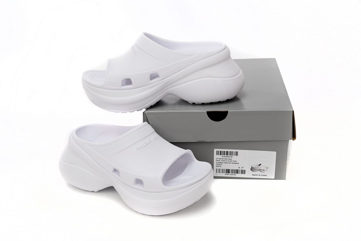 LJR Balenciaga x Crocs Pool Slide Sandals White, 677389W1S8E9000
