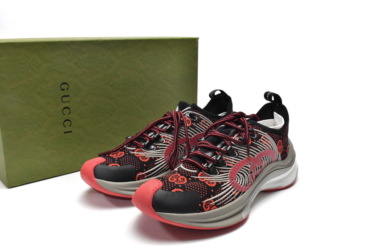 LJR GUCCI Run Sneakers Black Red,680900-USN10-8490