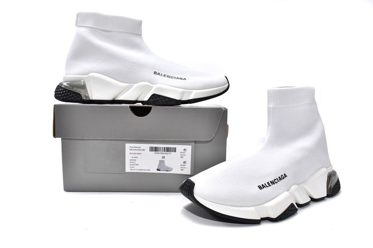 OG Balenciaga Speed Clear Sole White,607543 W2DB6 9951