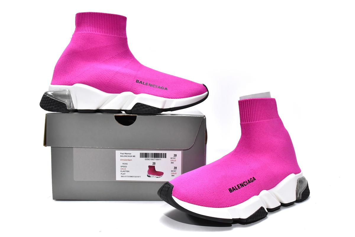 OG Balenciaga Speed Trainer Clearsole Rose Red