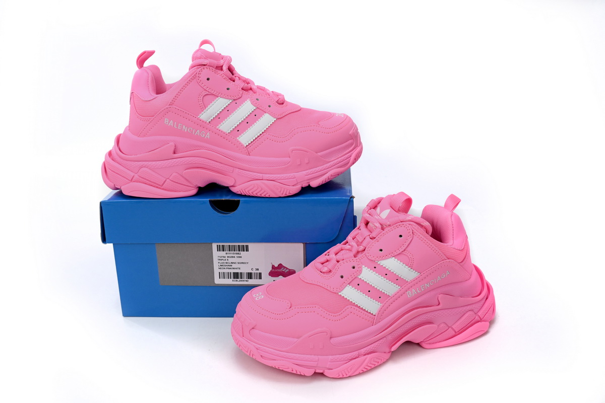 LJR Balenciaga x adidas Triple S Neon Pink (Women's),712764W2ZB65590