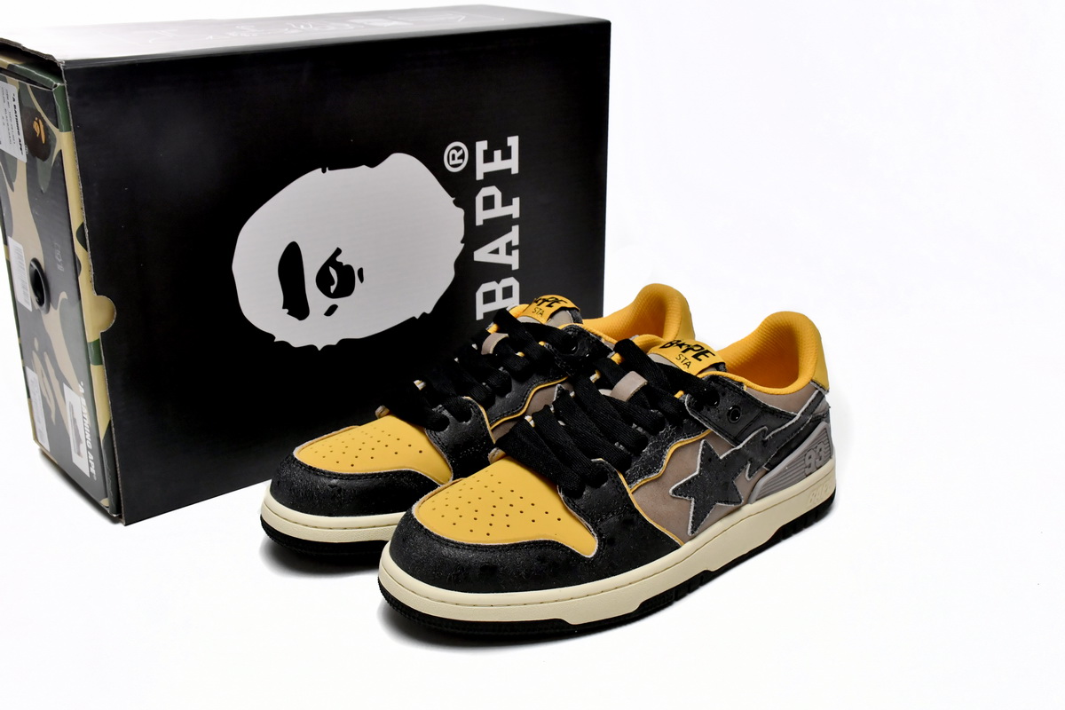 LJR A Bathing Ape Bape Sk8 Sta Low Aged Black Yellow,1120-291-021