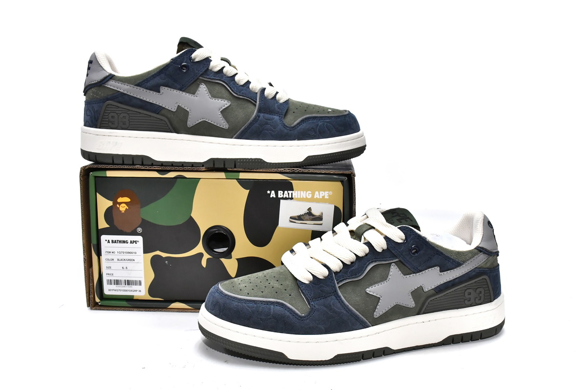 LJR A Bathing Ape Bape Sk8 Sta Low Dark Blue Gray,1G70-109-0010