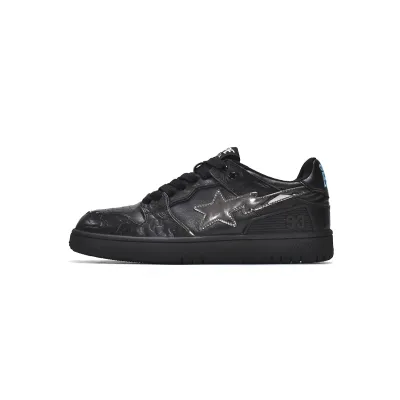 LJR A Bathing Ape Bape Sk8 Sta Low Embossed Black Silver,1G70-109-0017 01