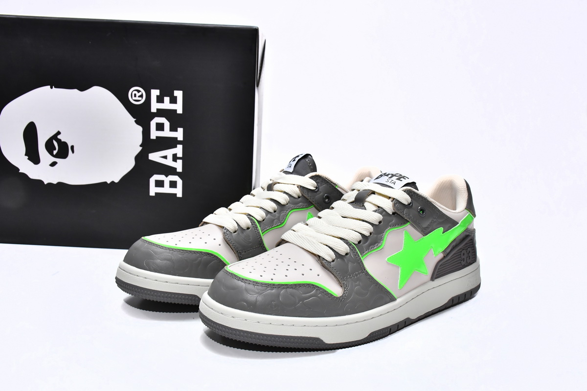 LJR A Bathing Ape Bape Sk8 Sta Low Embossed Green Gray,1G70-109-0021