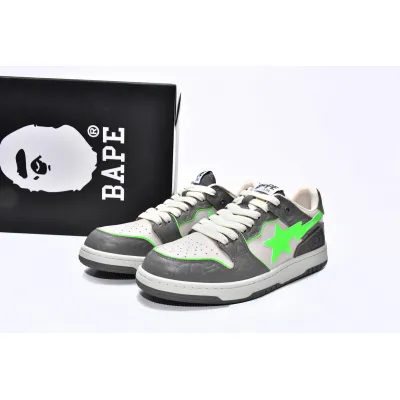 LJR A Bathing Ape Bape Sk8 Sta Low Embossed Green Gray,1G70-109-0021 02