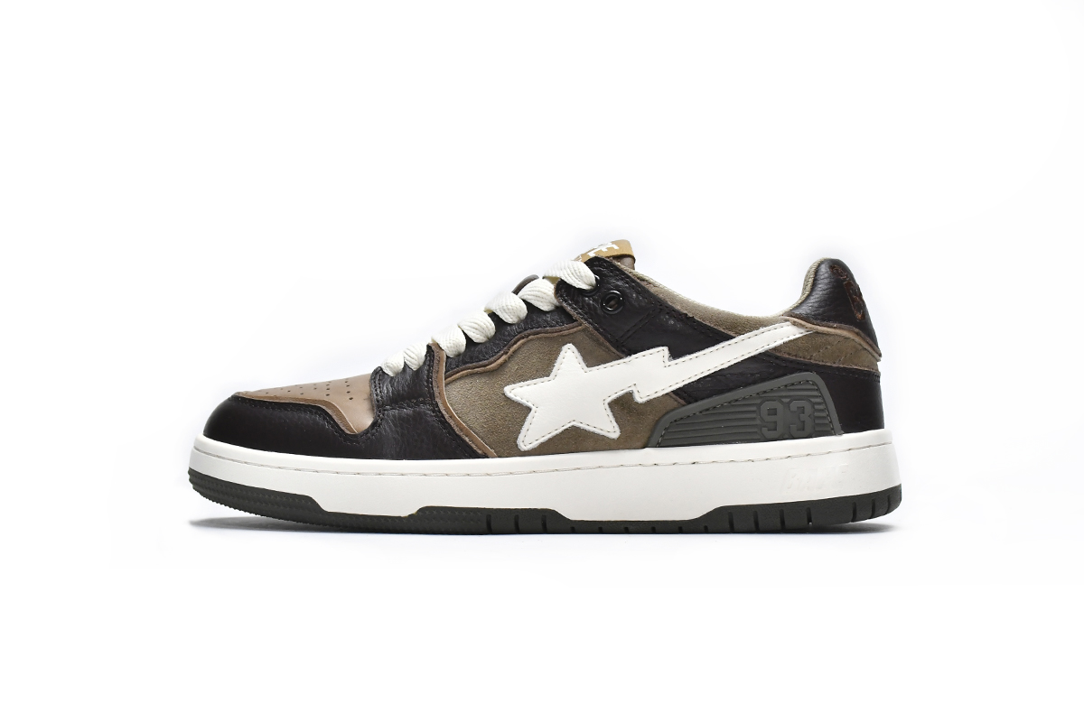 LJR A Bathing Ape Bape Sk8 Sta Low Oil Wax Brown Gray,1H80-291-013