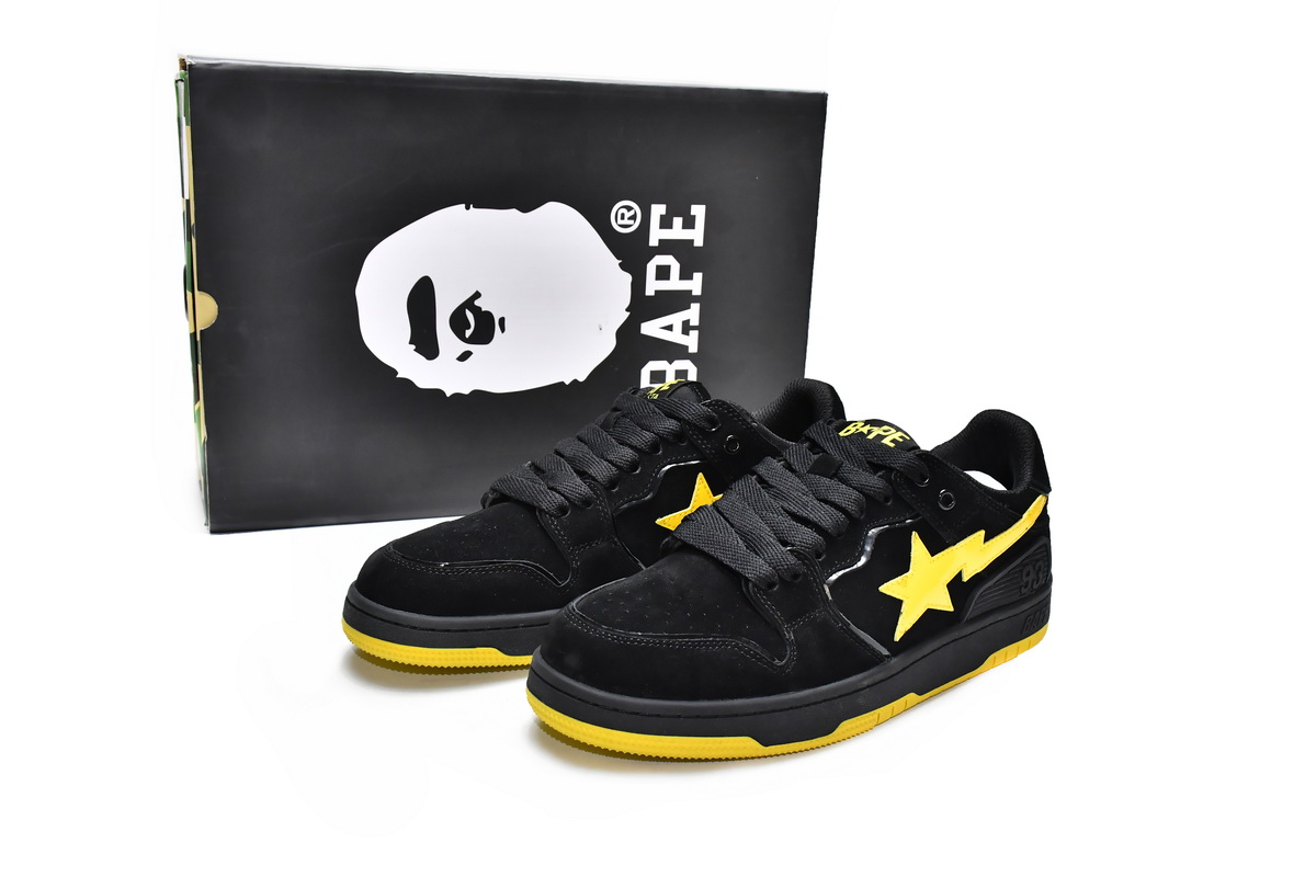 LJR A Bathing Ape Bape Sk8 Sta Low Razer Black Yellow,1G70-191-031