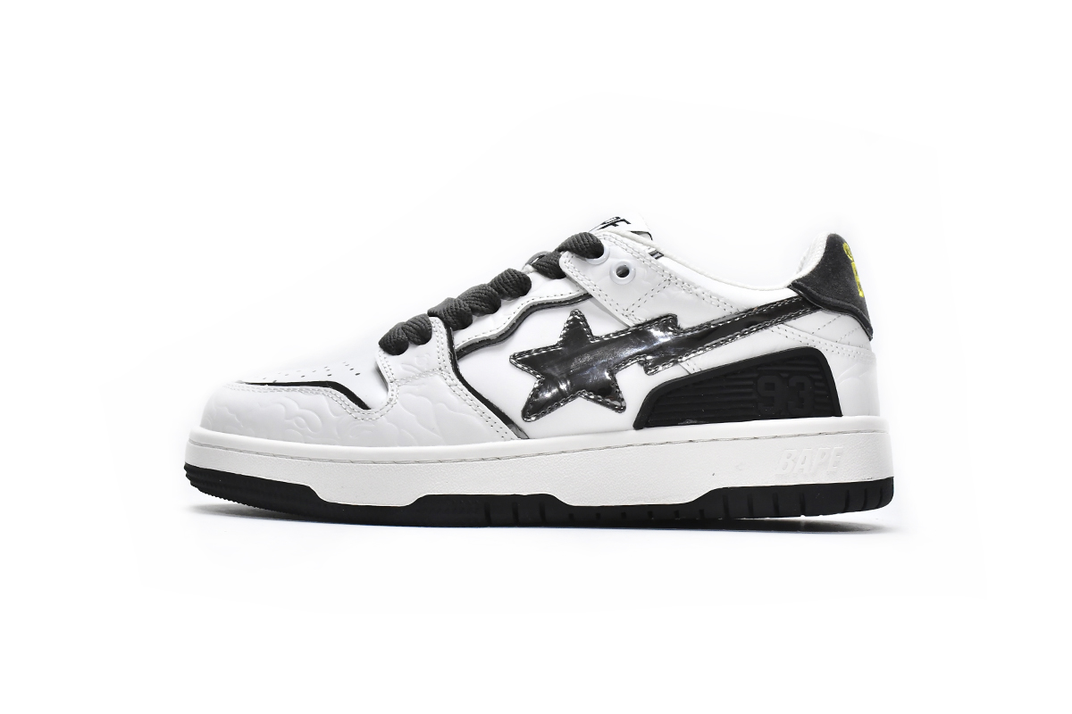 LJR A Bathing Ape Bape Sk8 Sta Low Embossed White Silver,1H80-191-020