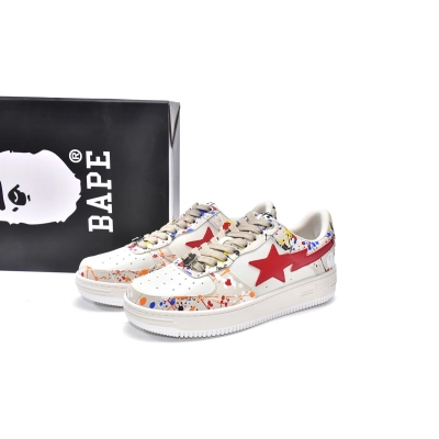 LJR A Bathing Ape Bape Sk8 Sta Low Splash Beige Rede,1G70-109-0007 02
