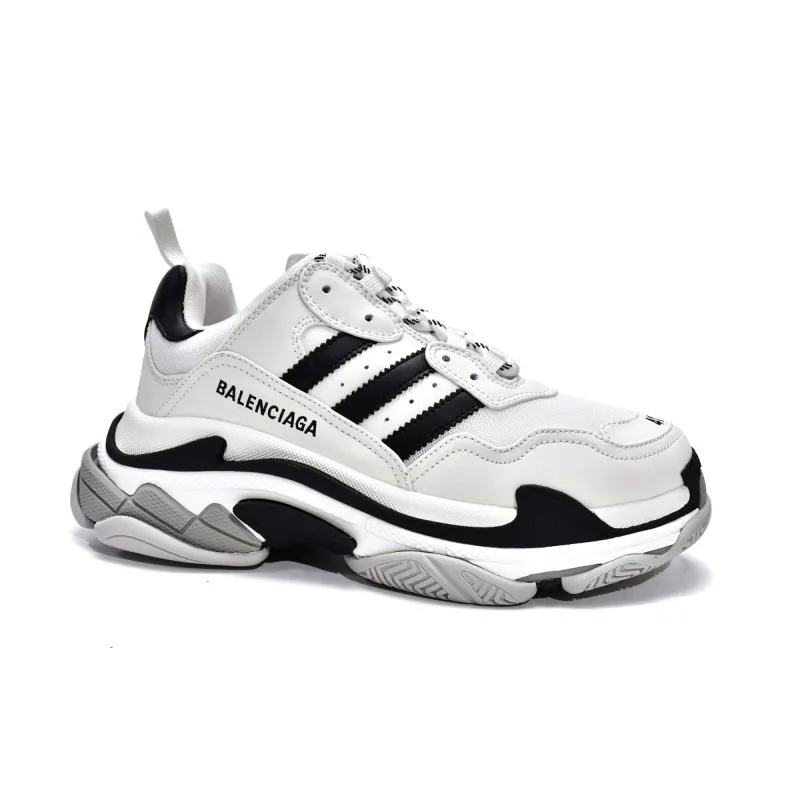 LJR Balenciaga x adidas Triple S White Black,712821W2ZB19112