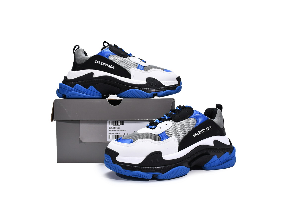 LJR Balenciaga Triple S Black White Blue,536737 W2CA1 4124