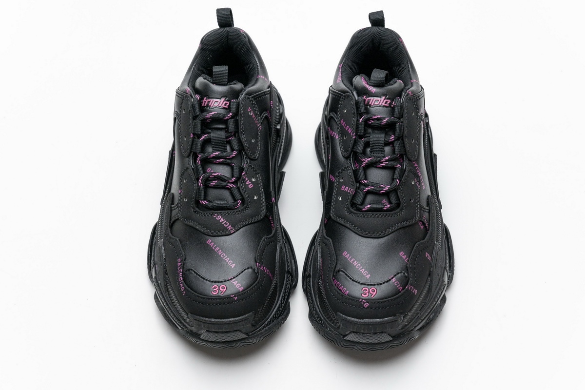 LJR Balenciaga Triple S Letter Black Pink,524039 W2FA1 7635