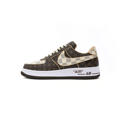 LJR Air Force 1 Low Louis Vuitton Monogram Brown Damier Azur 01