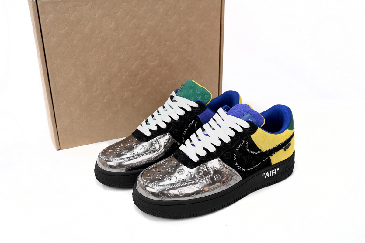 LJR Louis Vuitton Nike Air Force 1 Low By Virgil Abloh Black Metallic Silver