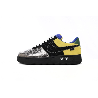 LJR Louis Vuitton Nike Air Force 1 Low By Virgil Abloh Black Metallic Silver 01